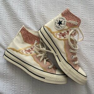 metallic floral chuck 70 high top converse